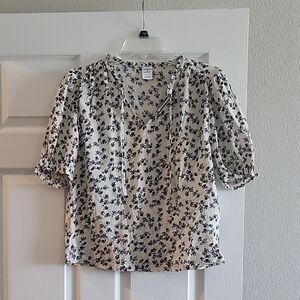 Floral Blue and White Women's Top